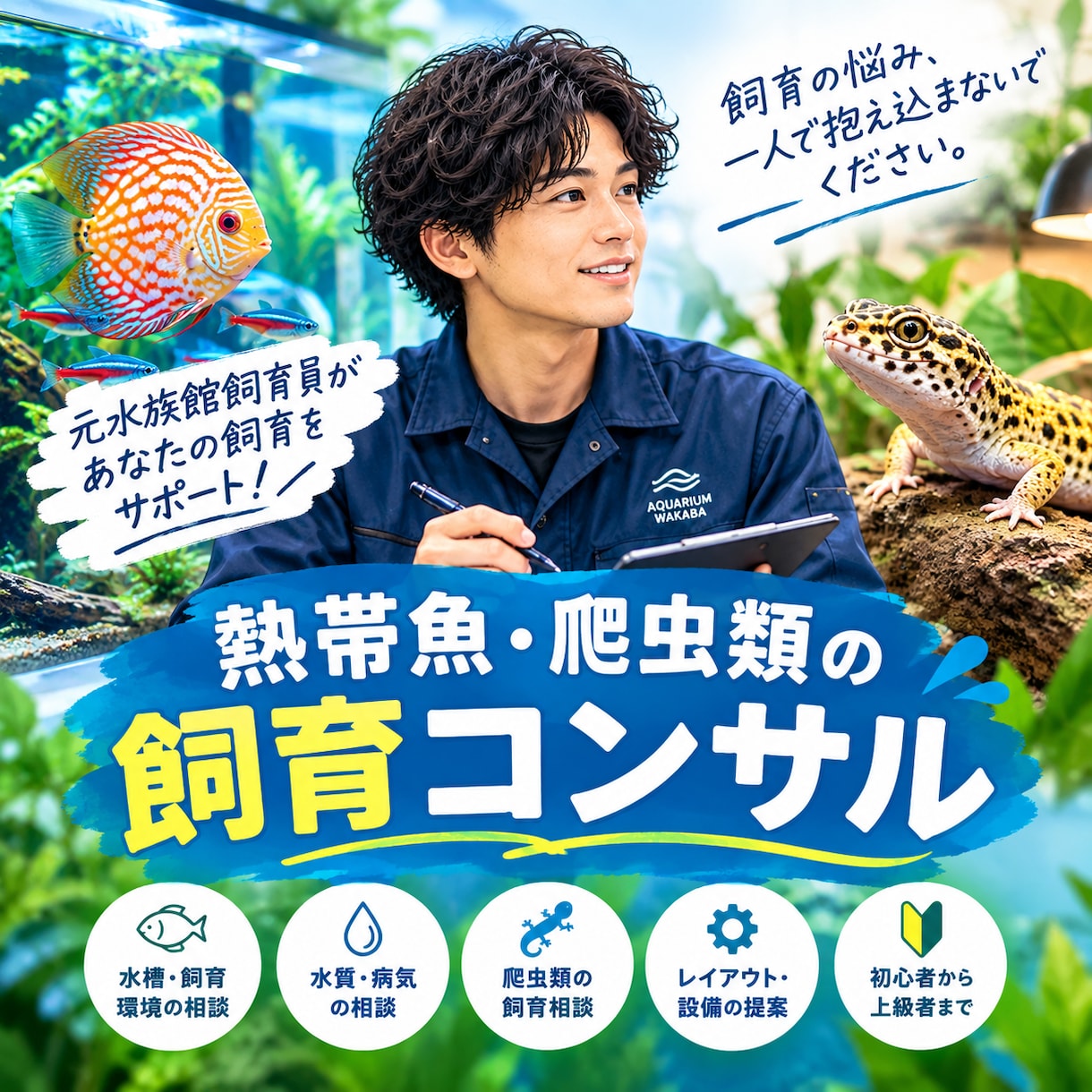 元水族館飼育員が魚・爬虫類の飼育お悩み相談のります 熱帯魚・金魚・メダカから爬虫類まで元水族館飼育員がアドバイス イメージ1