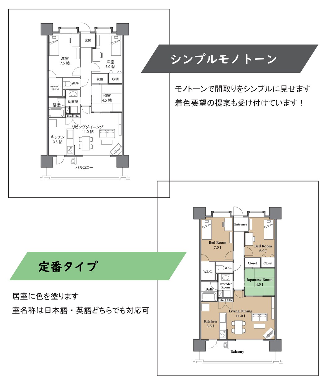 不動産広告用の間取り図（間取図）を作成します スピーディーにオシャレな間取図を提供します イメージ2