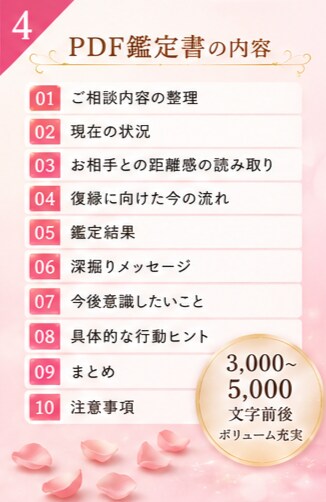 復縁に向けた今の流れと次の一歩を鑑定します 復縁の不安をやさしく整理します。 イメージ4