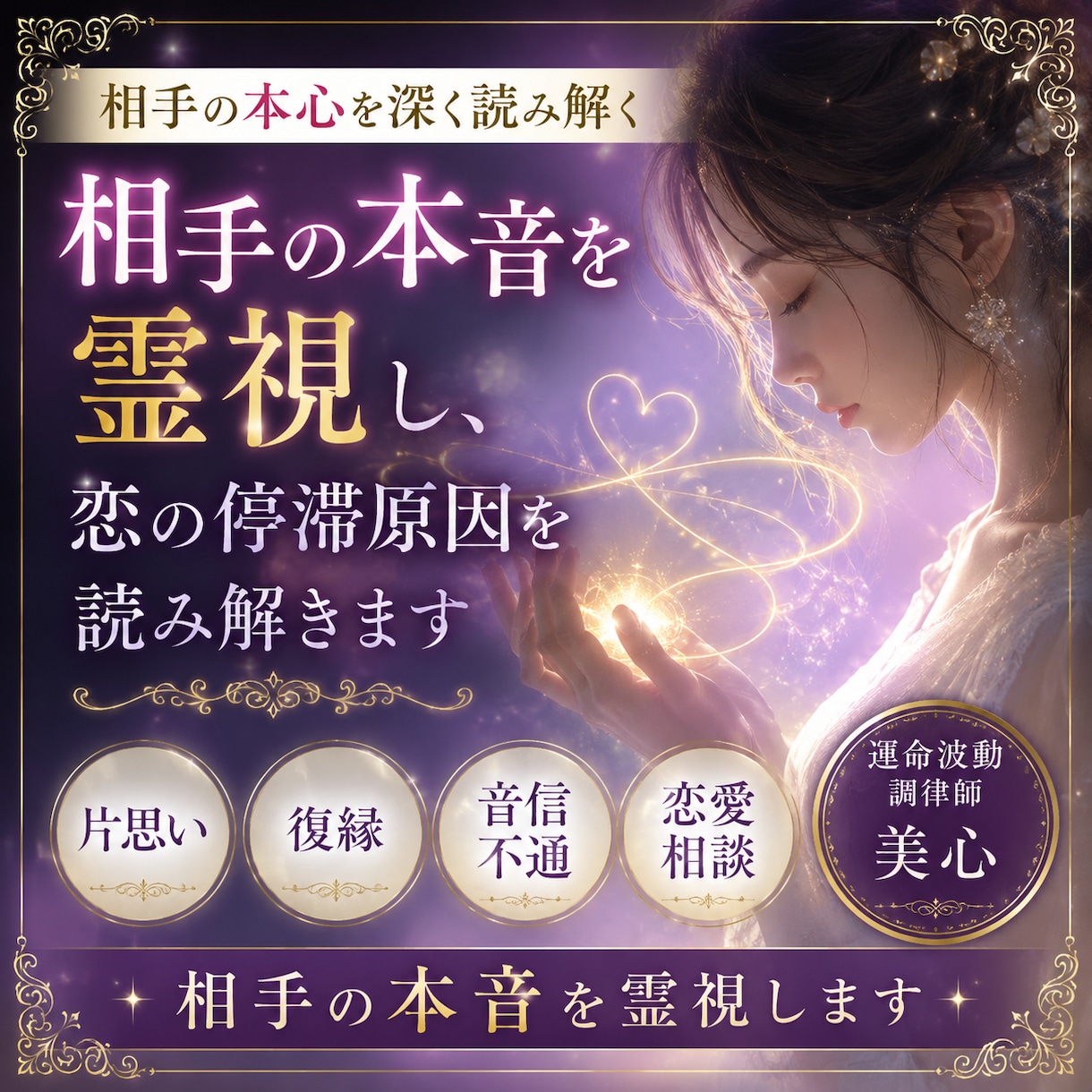 相手の本音を霊視し、恋の停滞原因を読み解きます 復縁・既読無視・片思い・恋愛相談｜相手の本音を霊視します イメージ1