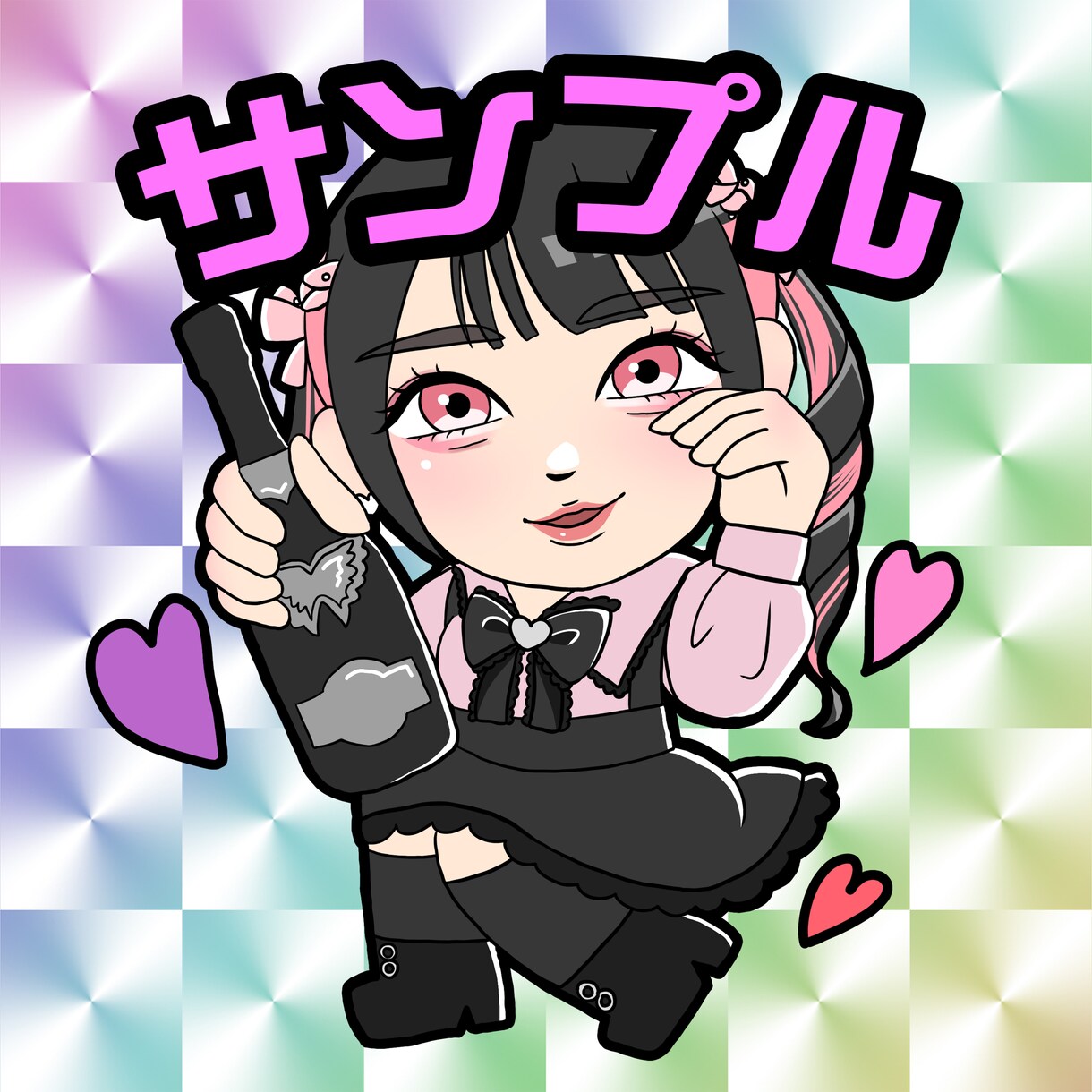 ポップな可愛いシール風イラスト描きます キャッチーな似顔絵でプレゼントやオリジナルグッズに！ イメージ6