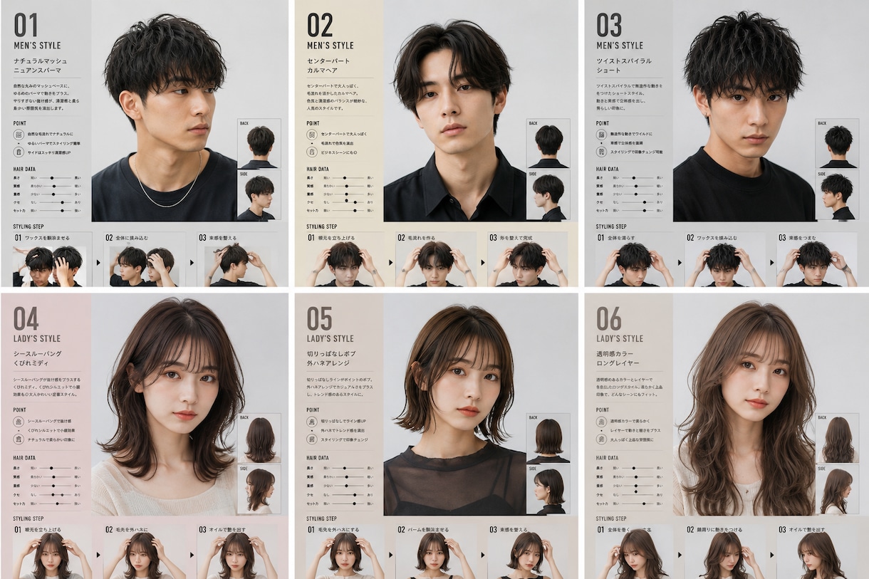 美容師専用AIデザインプロンプトを提供します 雑誌級ヘアカタログをAIで再現 イメージ2