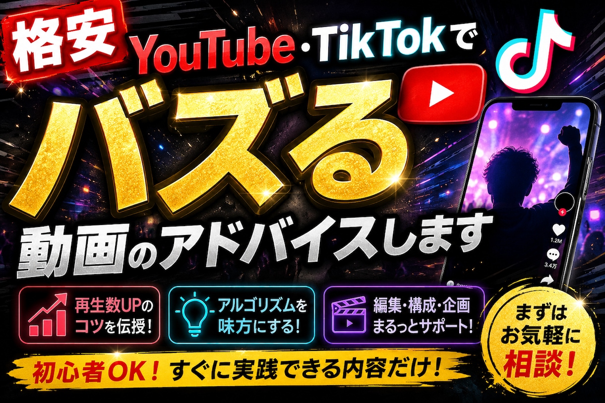 動画編集を添削・アドバイスします バズるコツ伝授！あなたのアカウントを手伝います！ イメージ1
