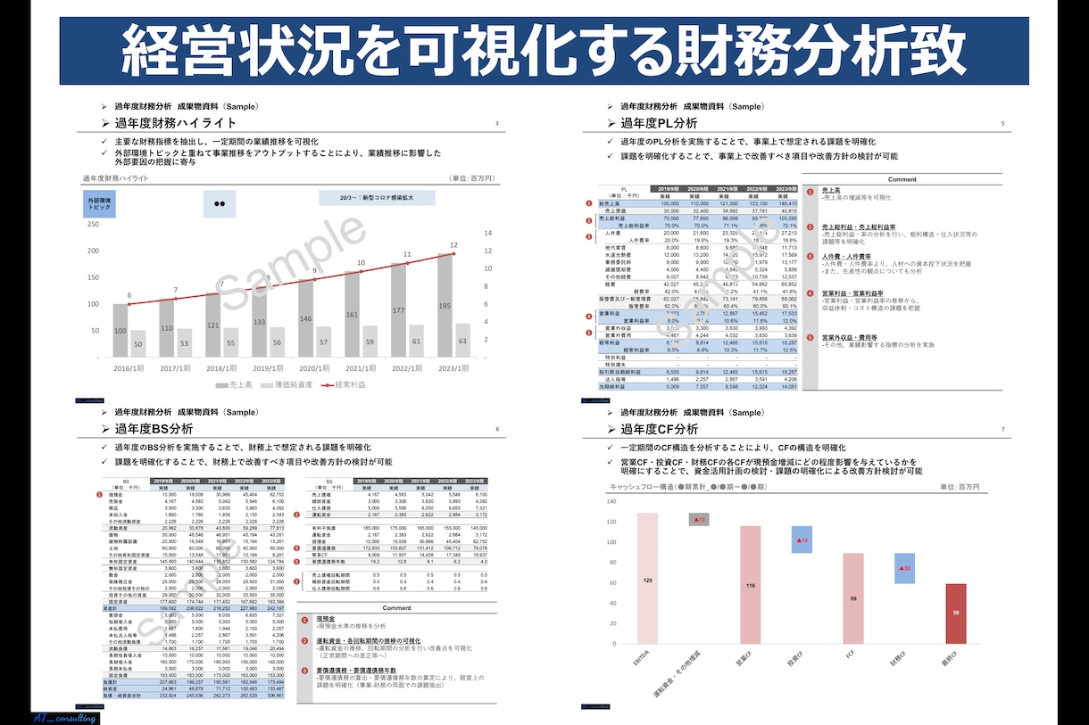 経営状況を可視化するための財務分析致します 過年度財務分析により、経営課題を明確にします イメージ1