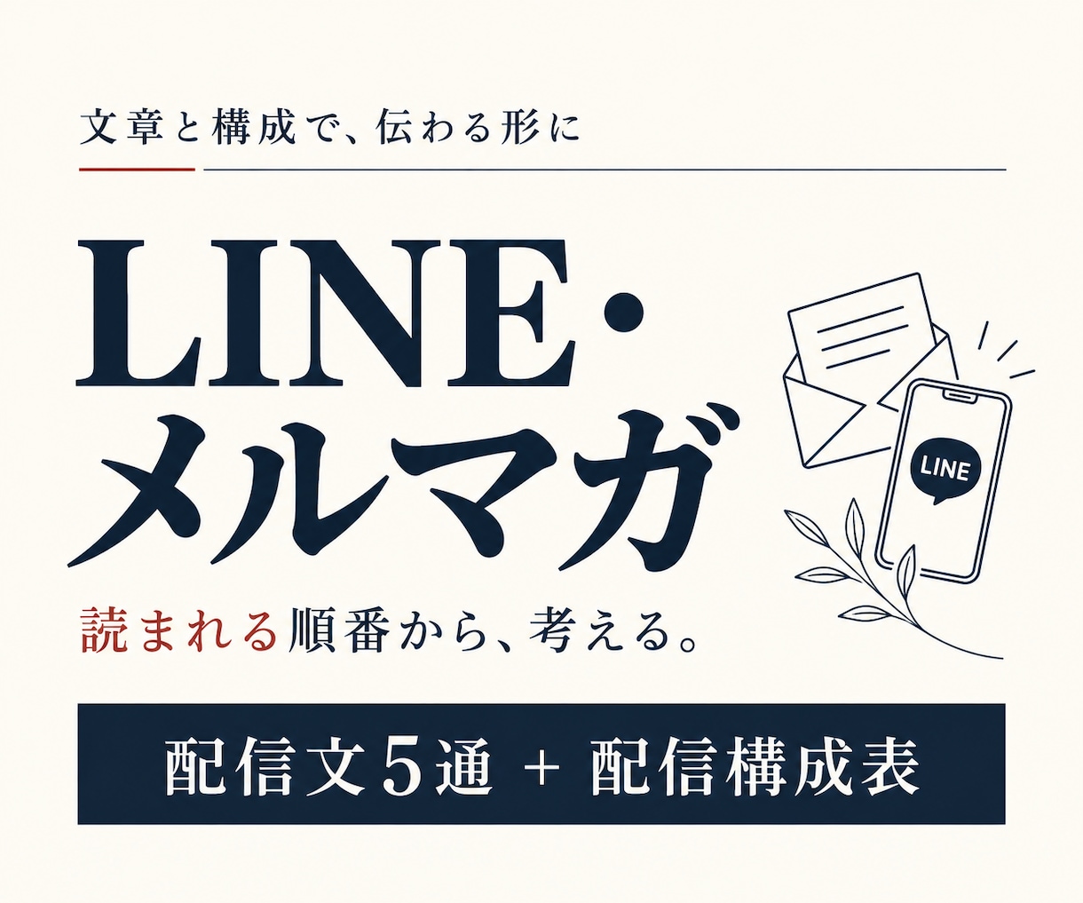 購入につながるLINE・メルマガ文を作ります 登録後のご案内から商品紹介まで、配信文５通を作成 イメージ1