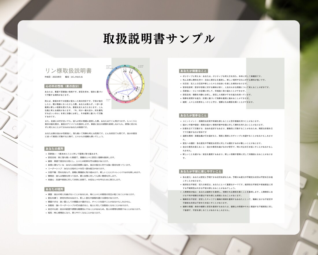 ホロスコープ鑑定であなたの《取扱説明書》作成します 「自分の長所や短所がよくわからない…」と悩んでいる方へ イメージ8