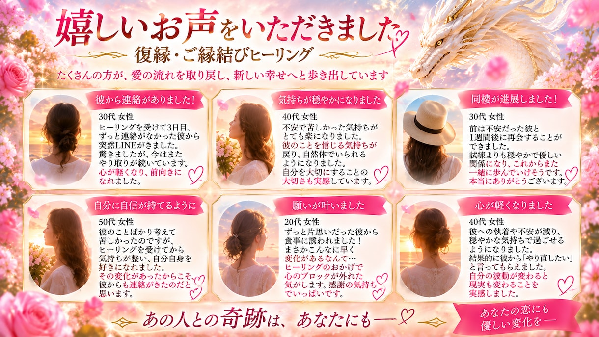 大切な去っていったあの人を呼び戻します ココナラ再開記念大人気恋愛成就プレミアムセットのご紹介 イメージ3