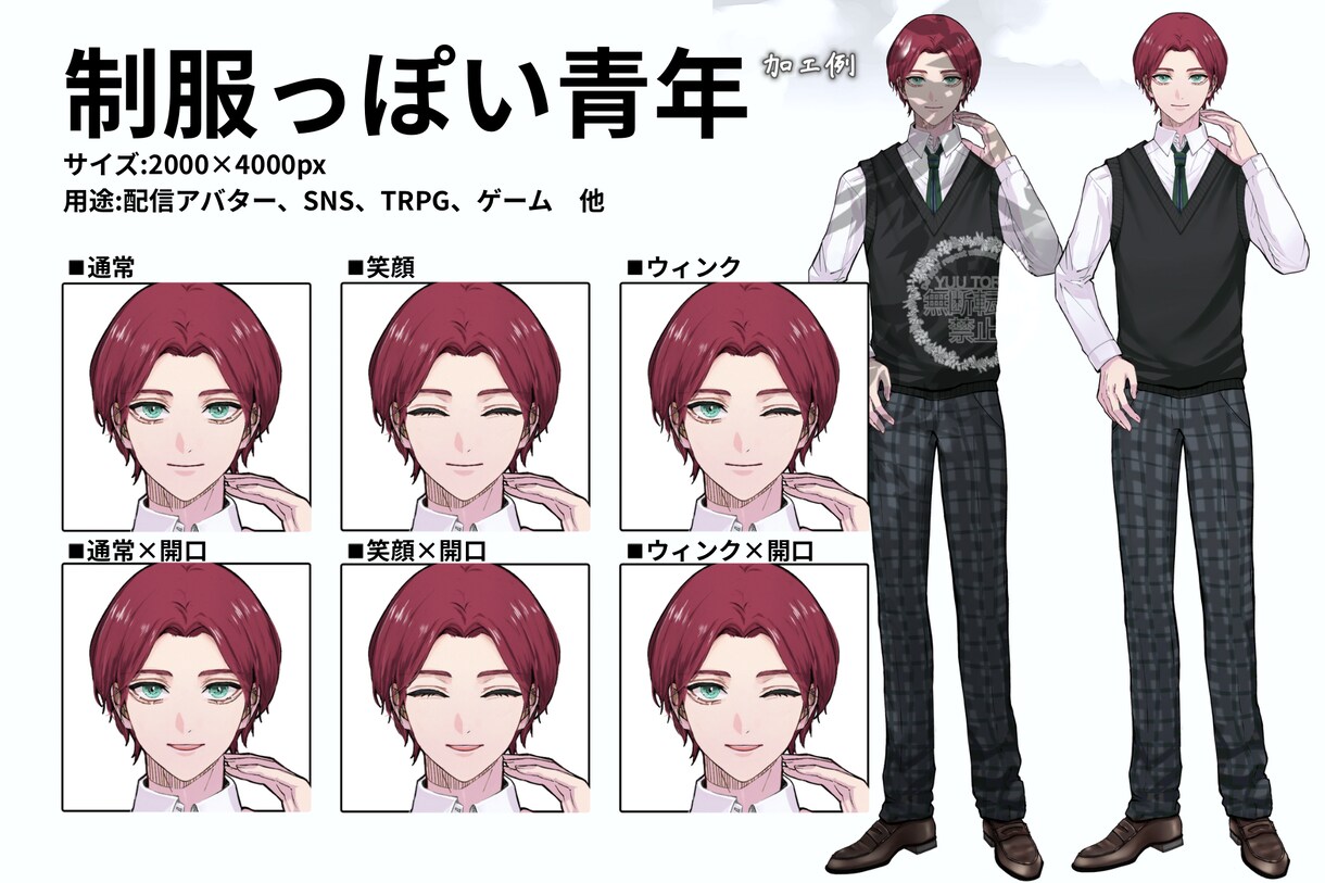 受付停止。完成品 男性キャラ立ち絵を販売します SNS、配信、ゲーム、TRPGなどご自由にご使用ください。 イメージ1
