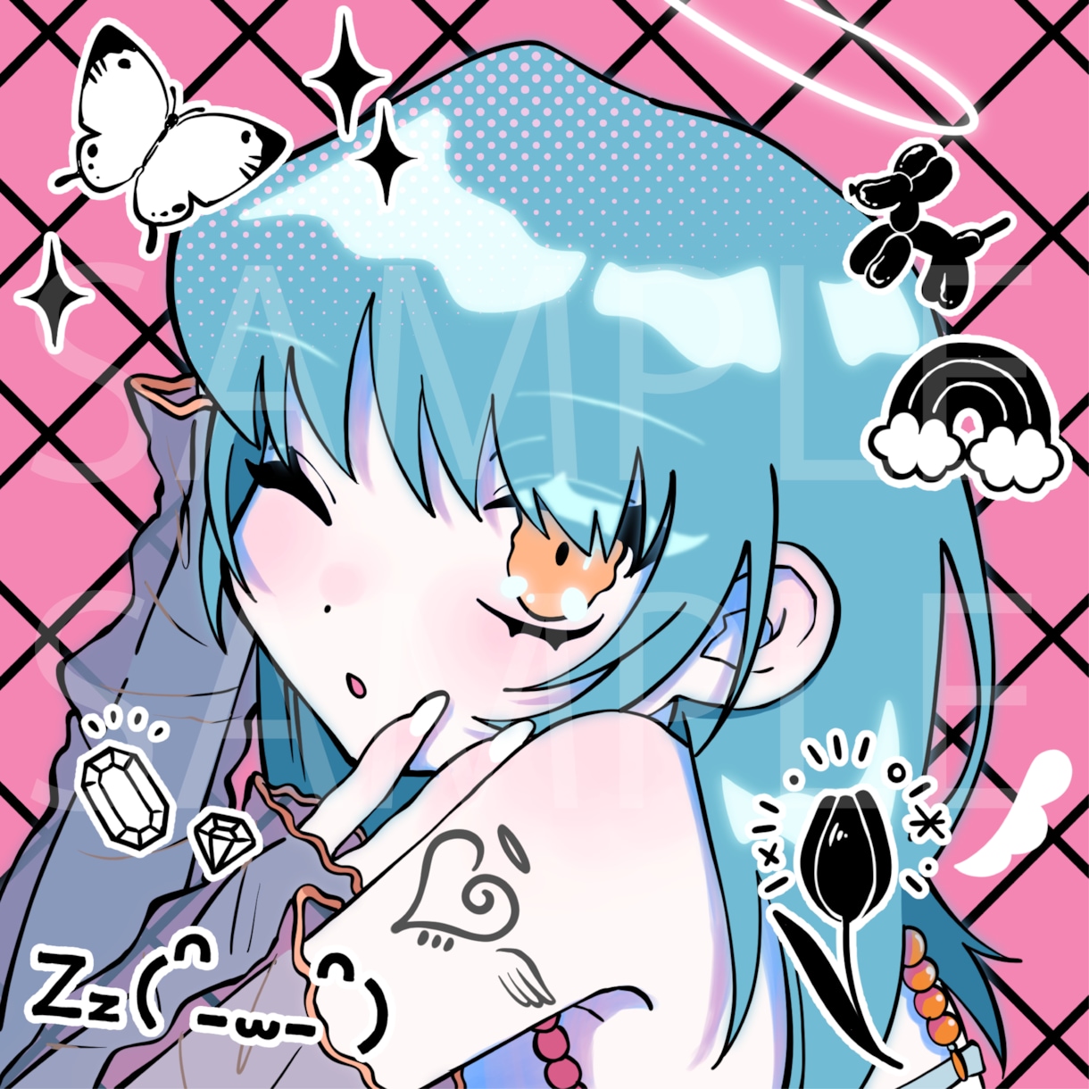 個性抜群で目立つ❤︎超かわいいイラスト描きます ポップでキュートな色合いが目を引く！アイコン、ボカロ、サムネ イメージ1