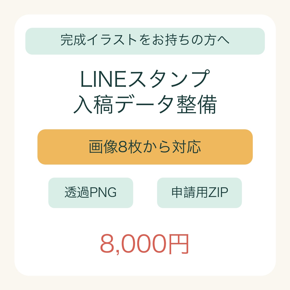 LINEスタンプの入稿データを整えます 完成イラスト8〜40枚を透過PNGとZIPに整備 イメージ1