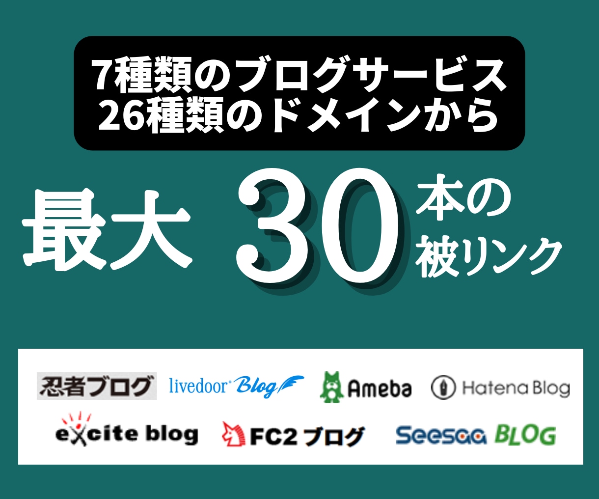最大30個の無料ブログからリンクします 1本単価500円で国内の複数ブログサービスから被リンク獲得！ イメージ1