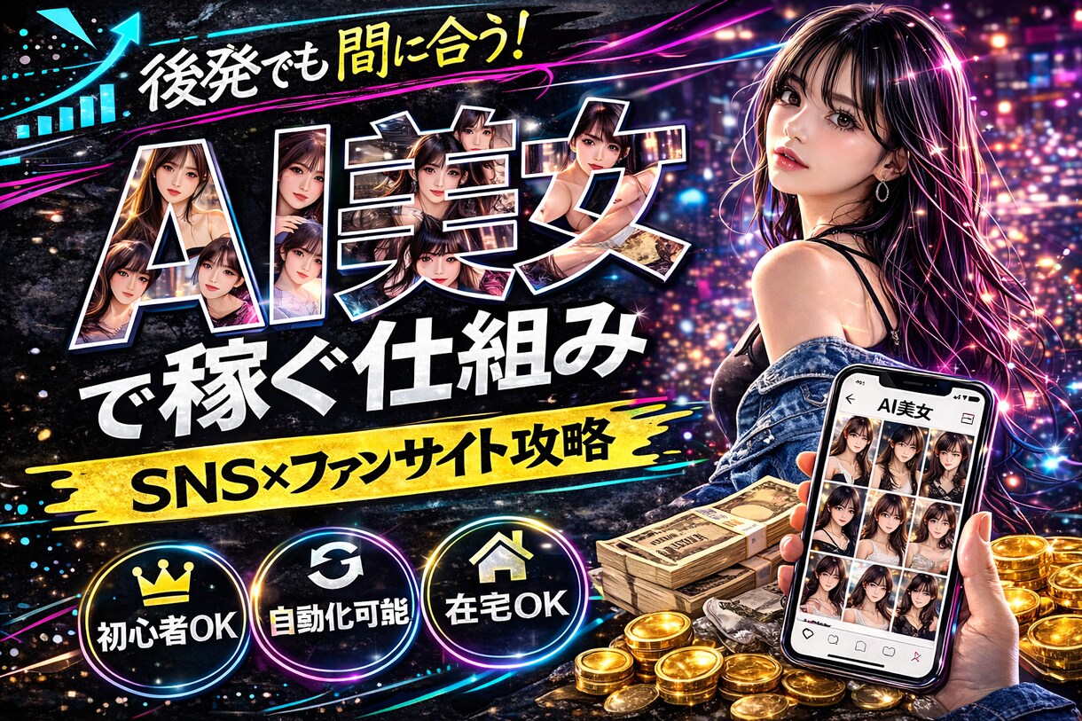 AI美女×SNSで収益化の仕組み教えます 後発組でもできる収益の作り方全て教えます。 イメージ1