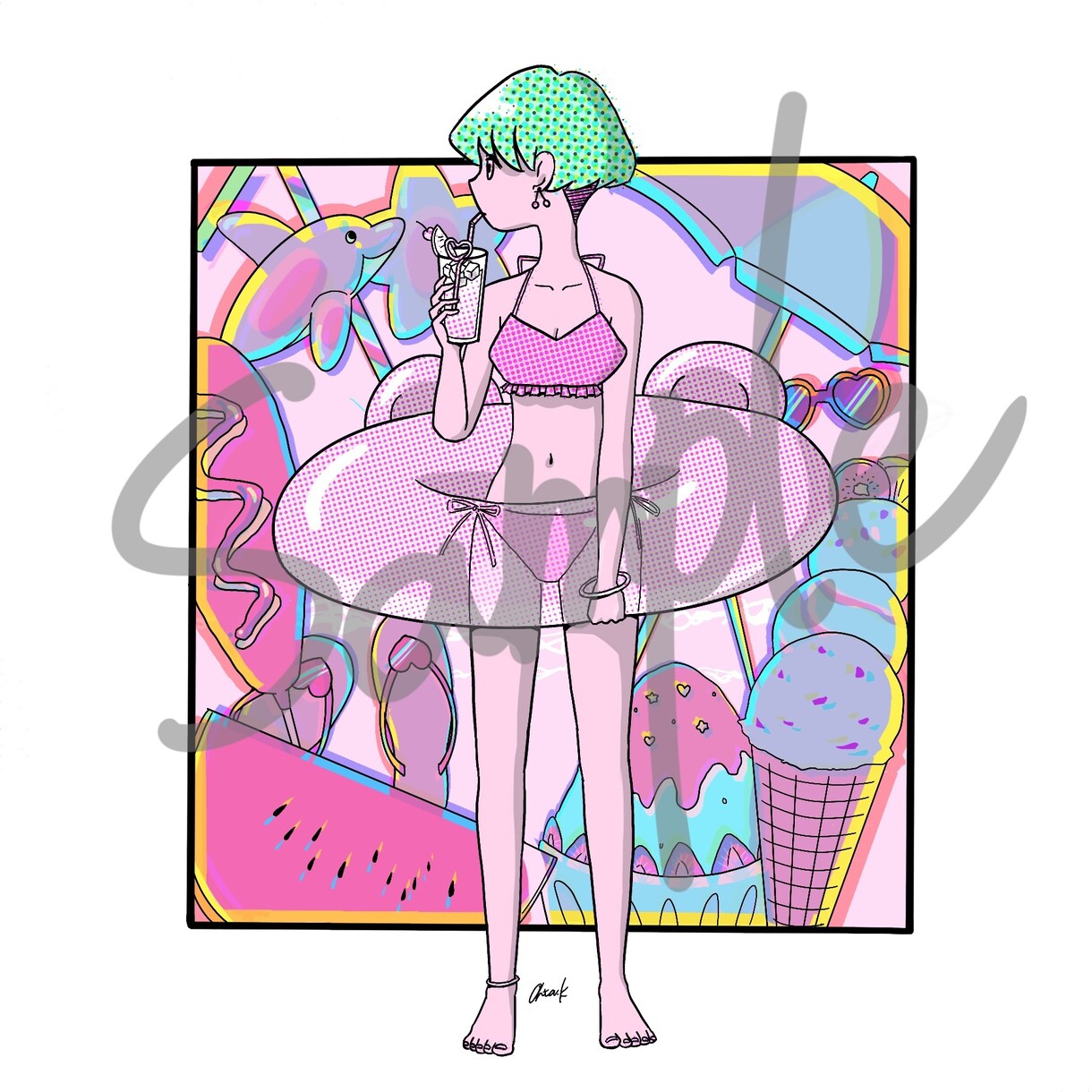 ポップ/チルい系/エモ系な可愛いイラスト描きます 可愛い女の子のイラスト★アイドルT制作実績あり イメージ7