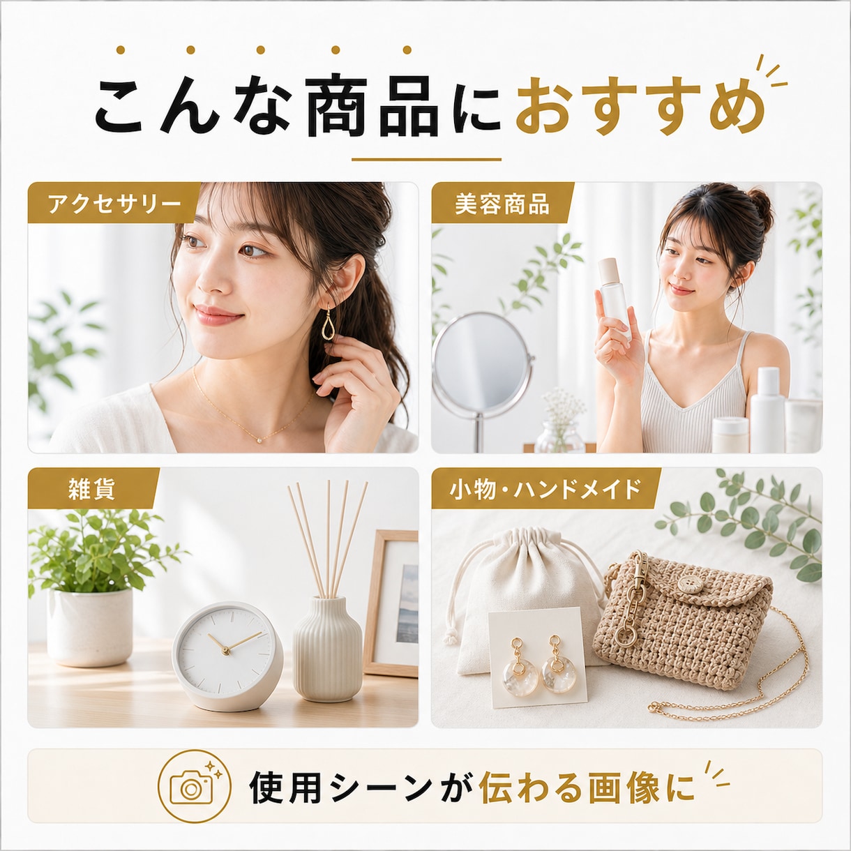 商品写真を人物入りの自然なEC広告画像にします モデル撮影なしで、商品の「使うイメージ」が伝わる画像を作成 イメージ5
