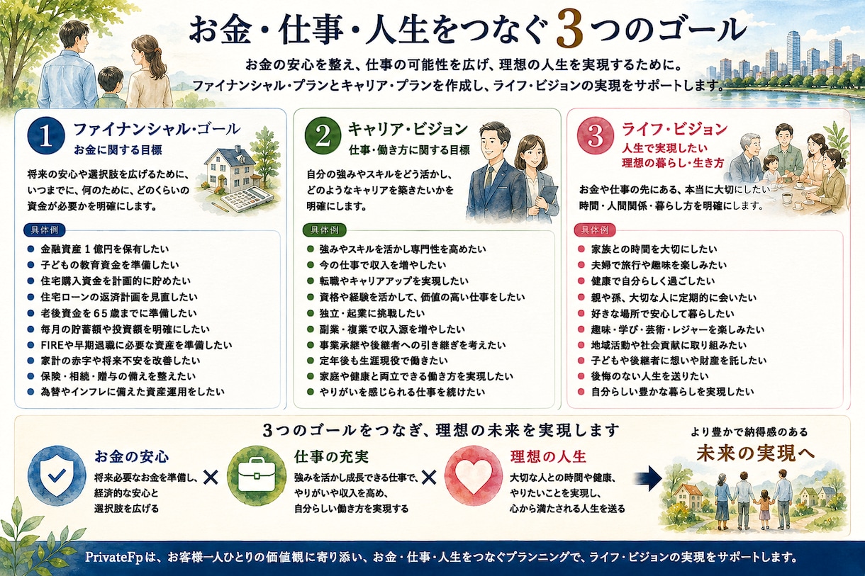 FP法人があなたの現状を分析、プランニングをします 現状のライフプランを知って、理想の夢・ゴールを叶えましょう！ イメージ5