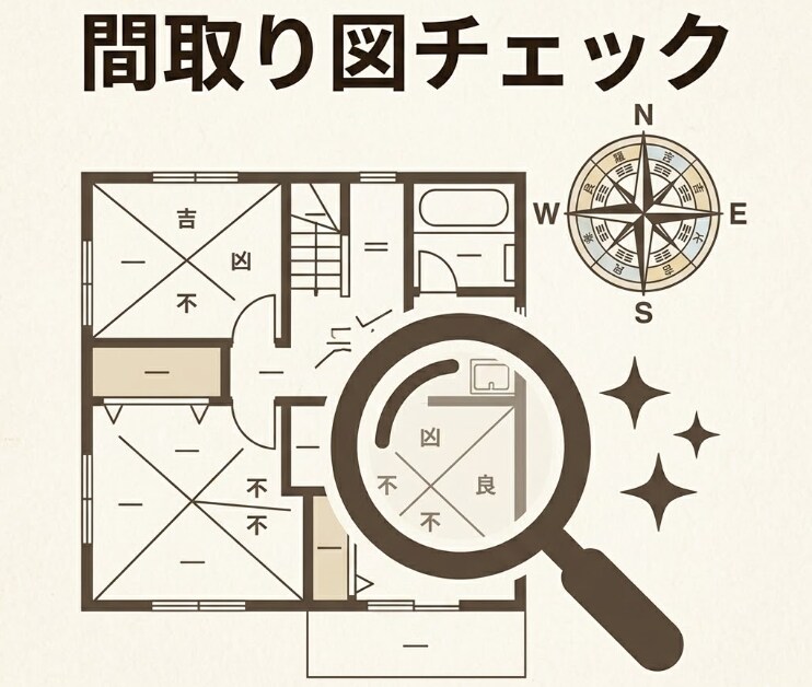 間取り図で玄関の向き・水回りの位置をチェックします 宅建士監修｜購入・引越し前の「気になる間取り」を整理 イメージ9