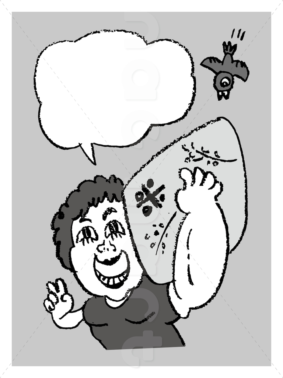 勢いのある手描きの人物イラストカット作成します ギャグっぽいテイストの挿絵にぴったりなモノクロイラストです。 イメージ2