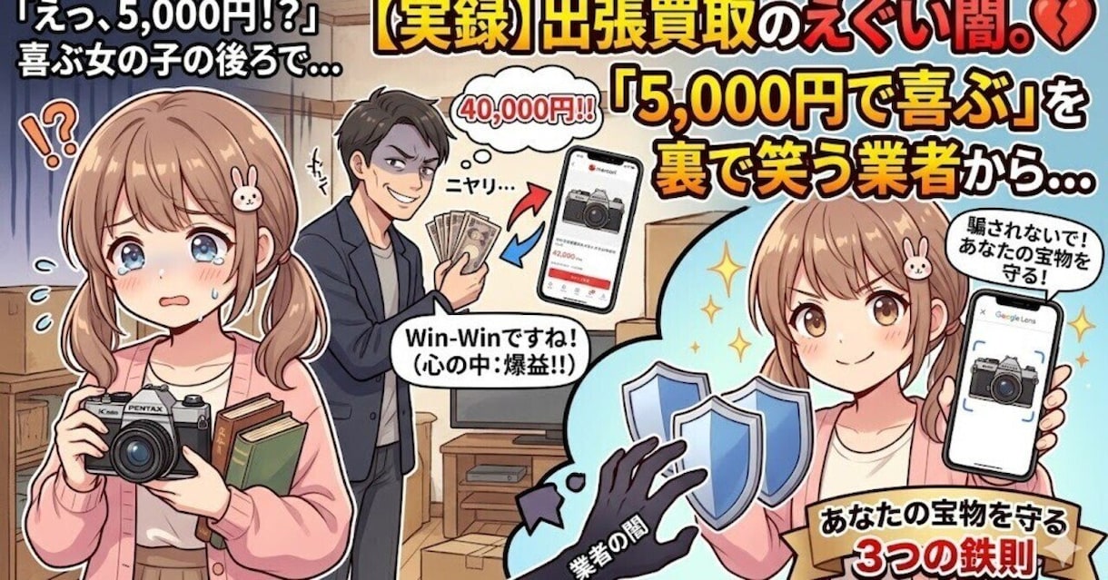 出張買取のえぐい闇教えます 5,000円で喜ぶお客さんを裏で笑う業者から、あなたを守る イメージ1