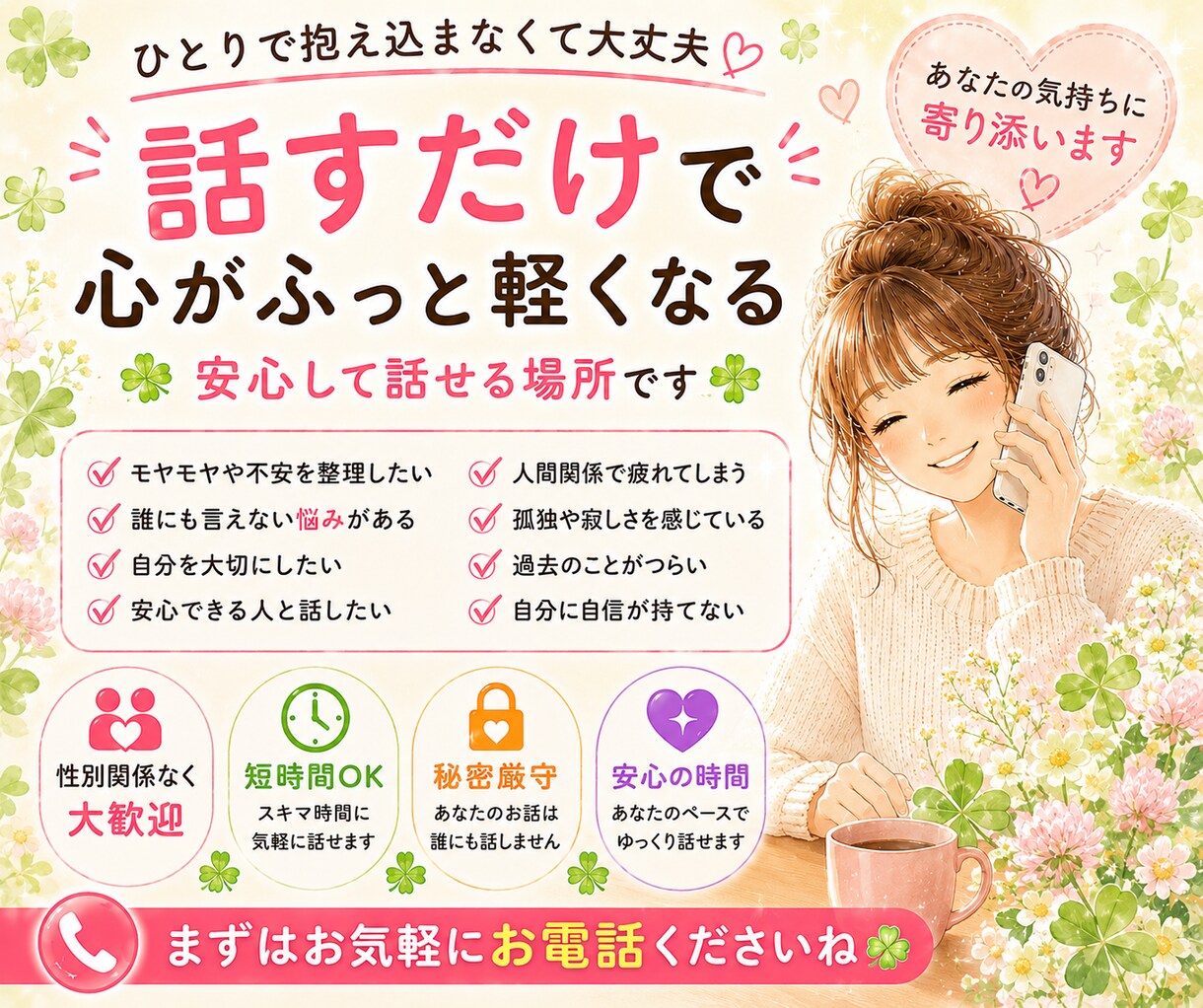 人間関係/生きづらさ/不安な気持ちお聴きします 緊張してても大丈夫！その勇気で、少し心が軽くなるかも☆彡 イメージ2