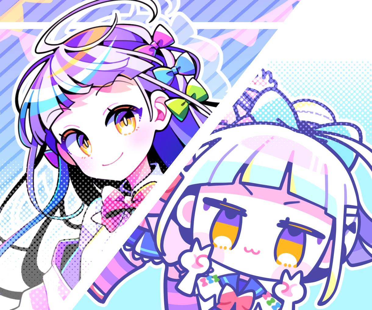 ビビット/パステルなイラストを描きます 等身大/デフォルメでSNSアイコンなど！ イメージ1