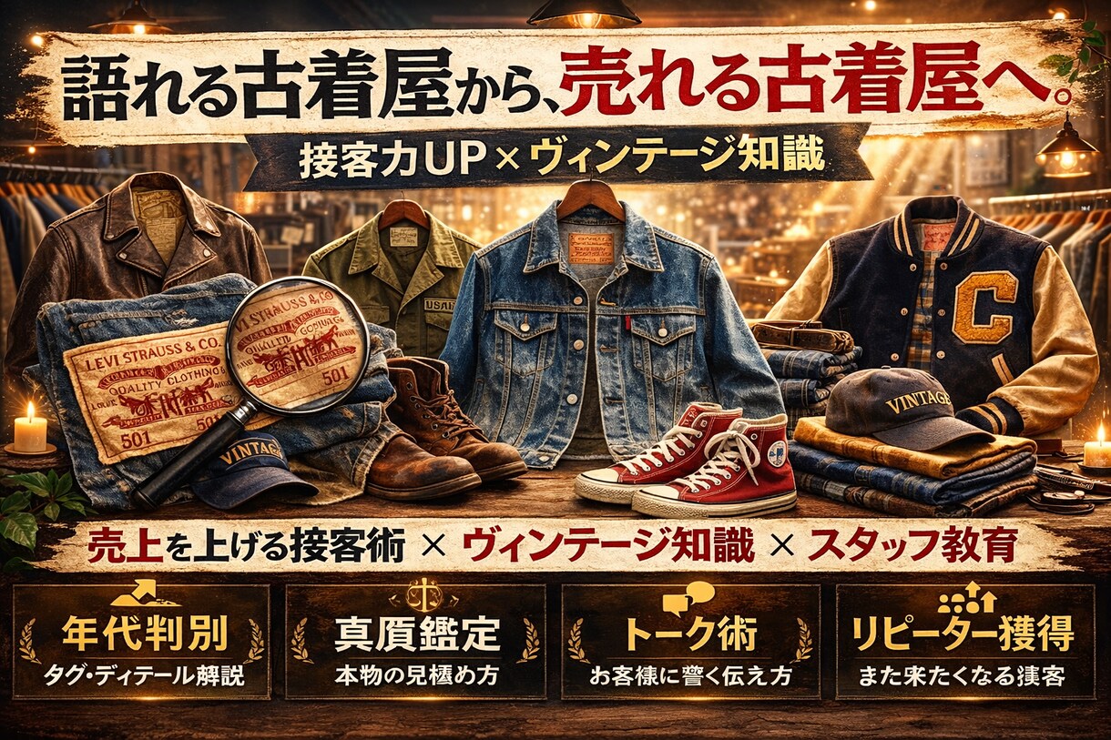 古着屋スタッフの接客力を向上させます 「ヴィンテージを“売れる武器”に。」 イメージ1