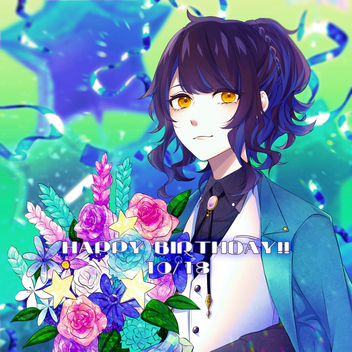 キラキラなイラスト制作いたします 一枚絵/アイコン/グッズイラスト等様々な用途に対応いたします イメージ1