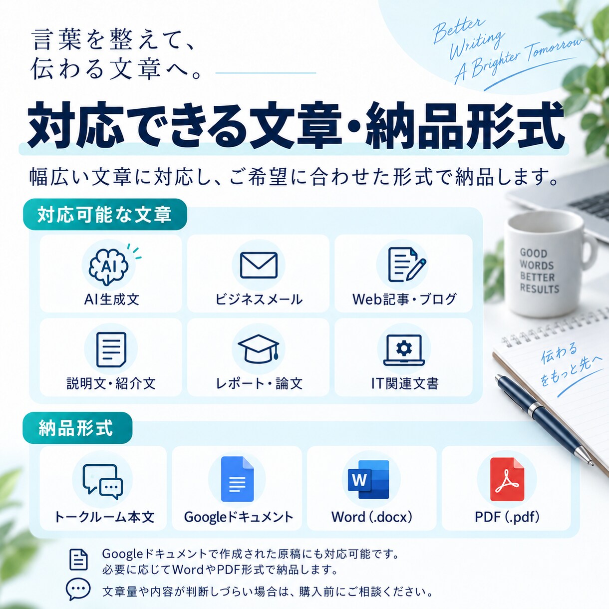文章校正・リライトで読みやすく伝わる文章に整えます 誤字脱字だけでなく、構成・冗長表現・AIらしい表現までを網羅 イメージ4