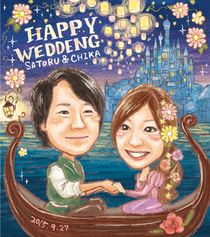 先着5組様まで2名様4000円★結婚式の似顔絵ます 賑やかでポップな似顔絵でハッピーな新婚生活を彩ります♪ イメージ5
