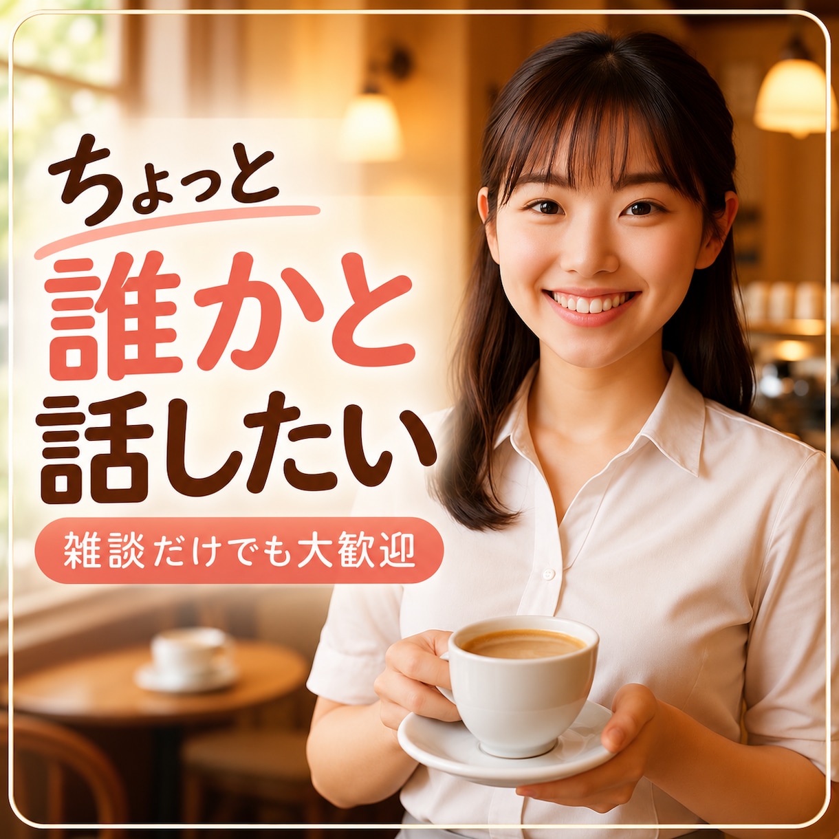 １分からでも！笑顔でお待ちしています おしゃべりカフェ＊接客歴１５年の安心と元気の聞き上手が対応♡ イメージ1