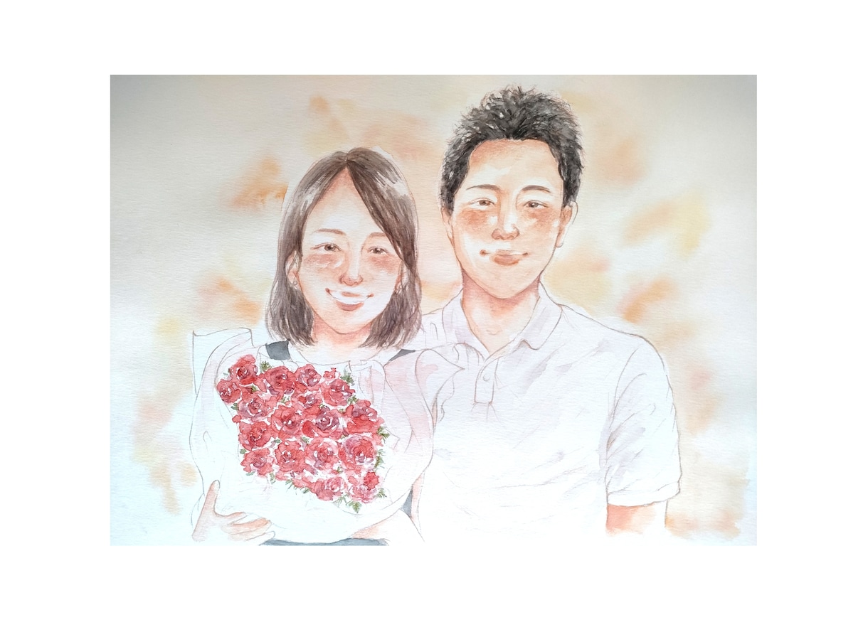 ウェディングシーンにぴったりの似顔絵をお描きします ウェルカムボードや結婚証明書、両親贈呈品などにおすすめです イメージ1