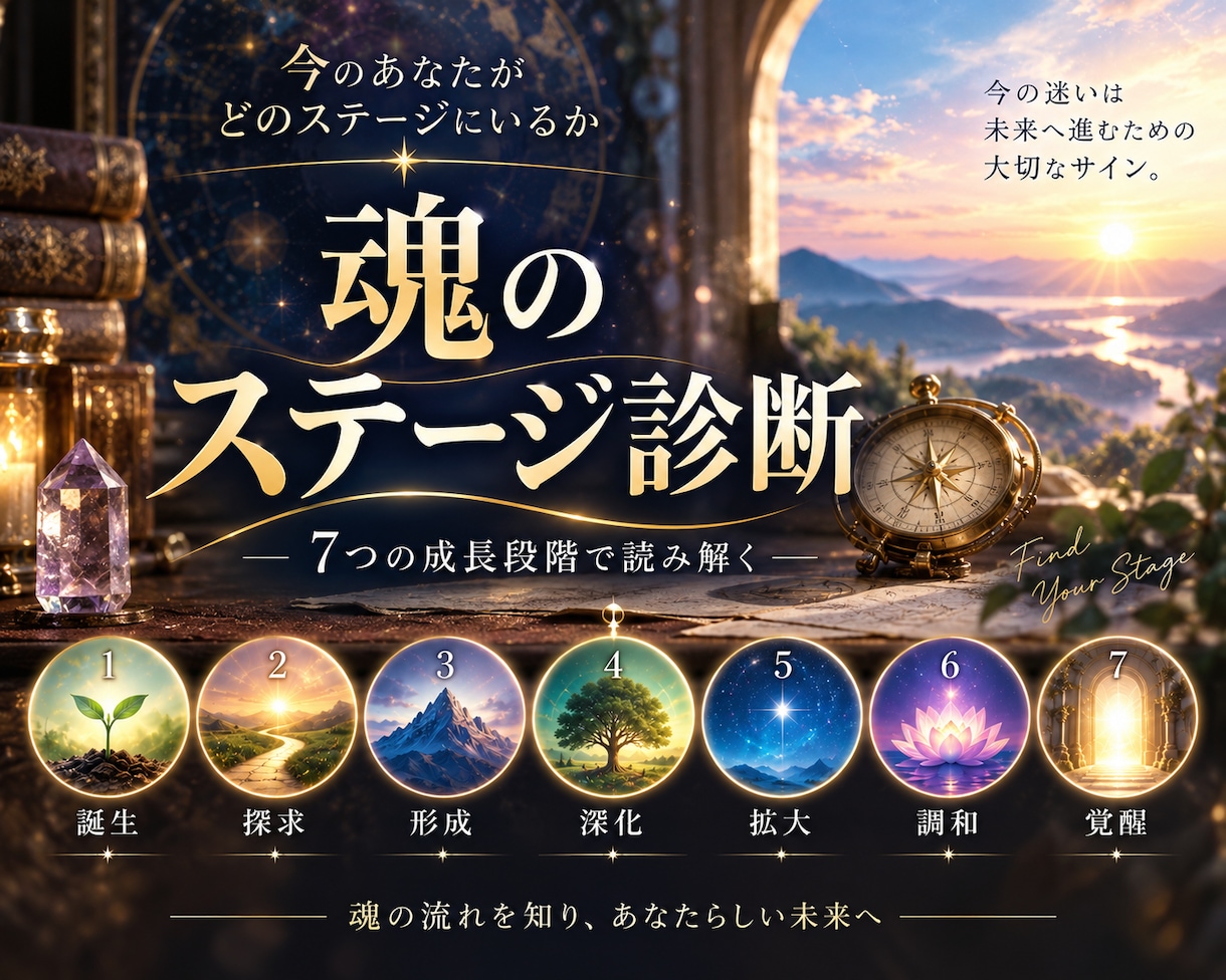 魂のステージ診断をお届けします 7つの成長段階から、あなたの今とこれからを読み解きます イメージ1