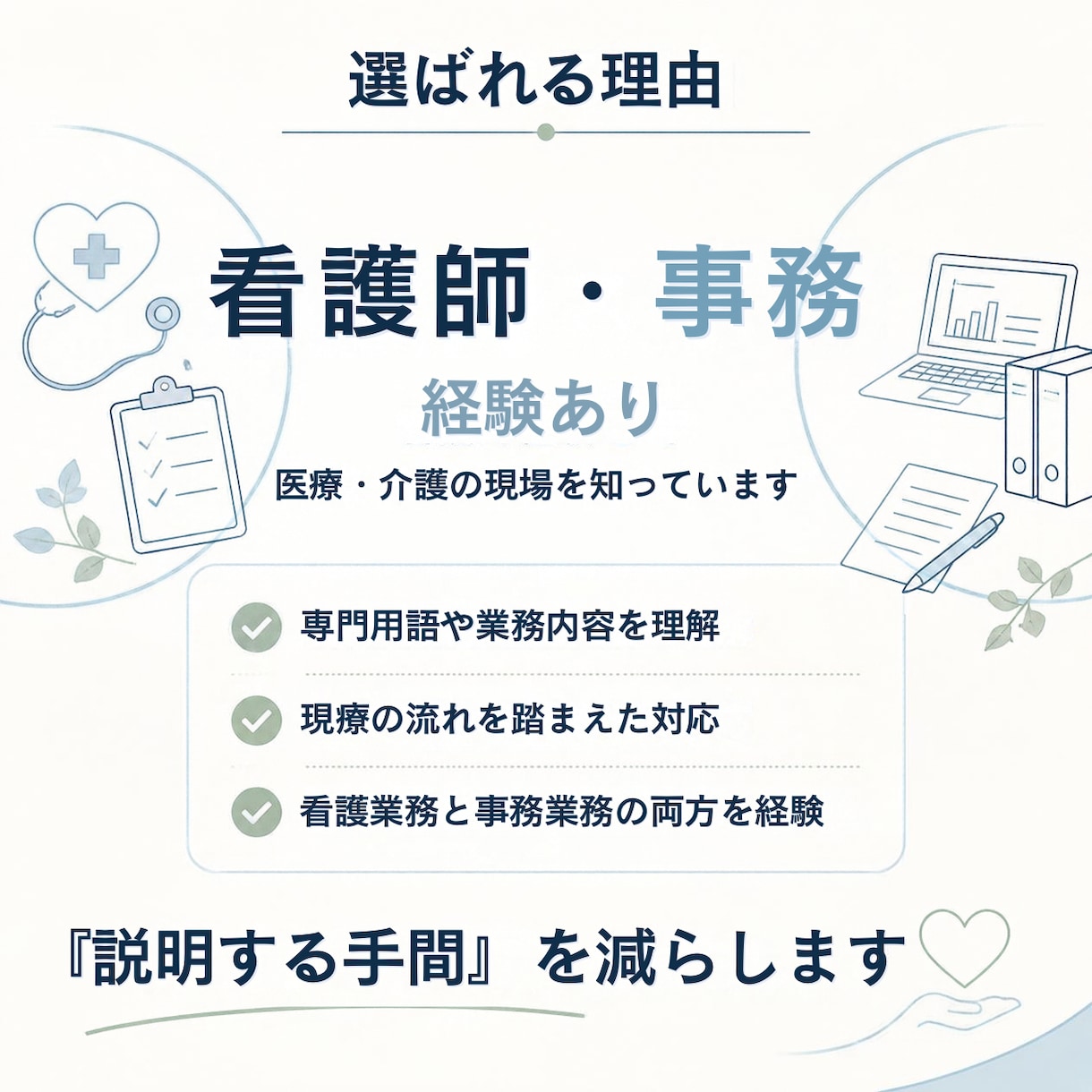 医療・介護の事務作業をオンラインでお手伝いします 「ちょっと誰かに頼みたい」をお任せください｜看護師・事務経験 イメージ4
