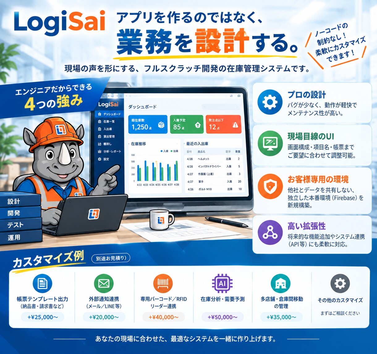 SE品質の在庫管理Webシステム開発します ノーコードの制約なし。フルオーダーメイドで開発 イメージ6