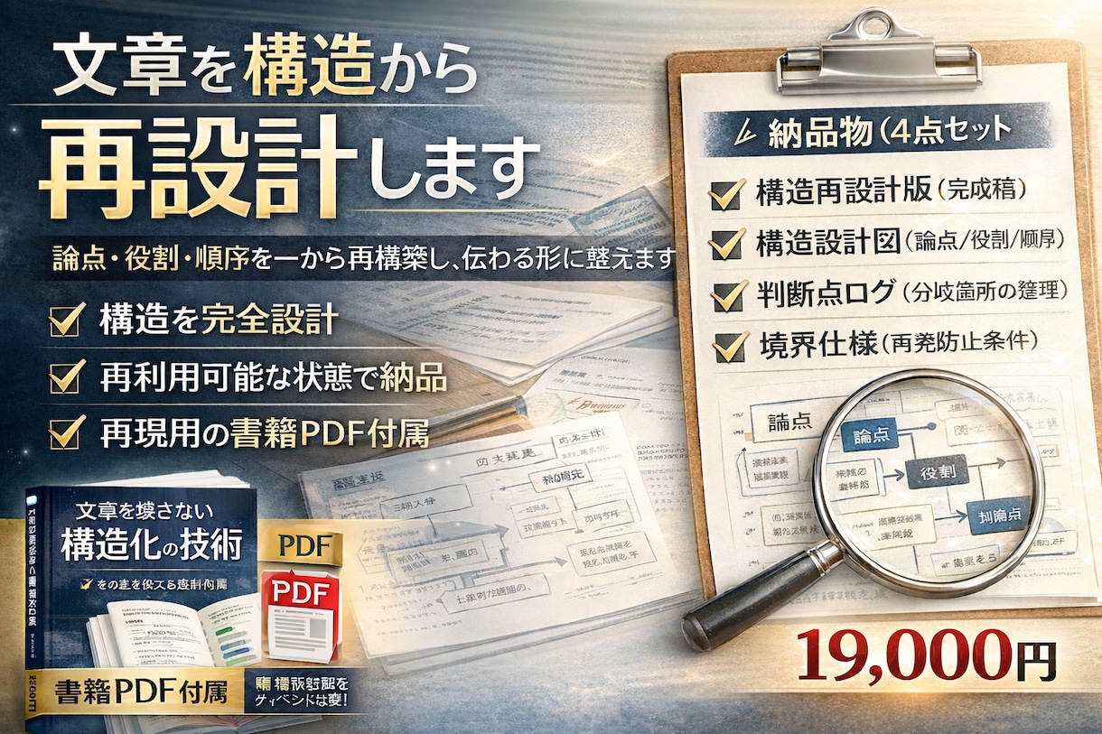 文章を構造から再設計します 文章を“構造から再設計”します｜伝わる形に再構築します イメージ1