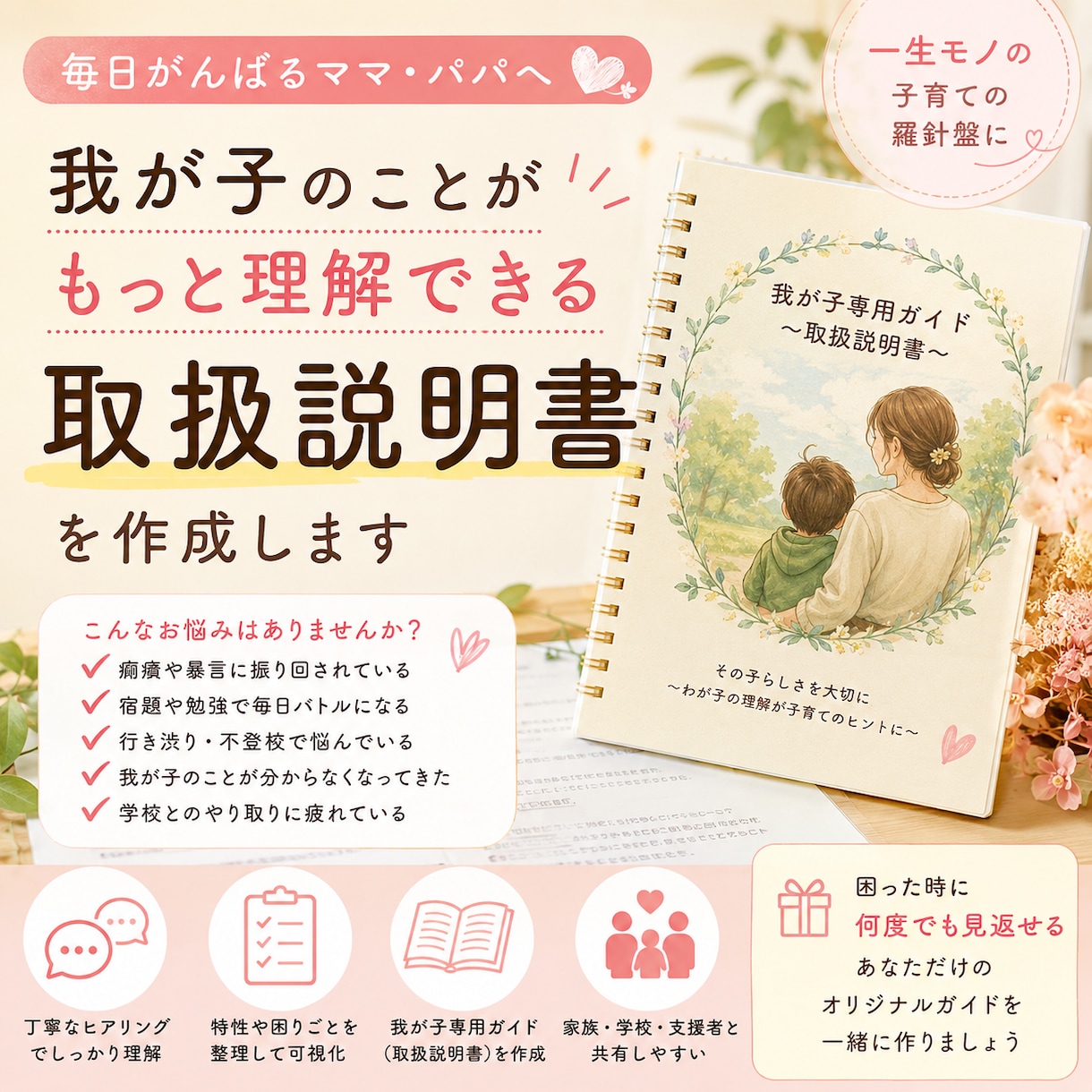 うちの子専用ガイドを作ります SNSやAIでは分からないうちの子の場合を一緒に整理します イメージ1