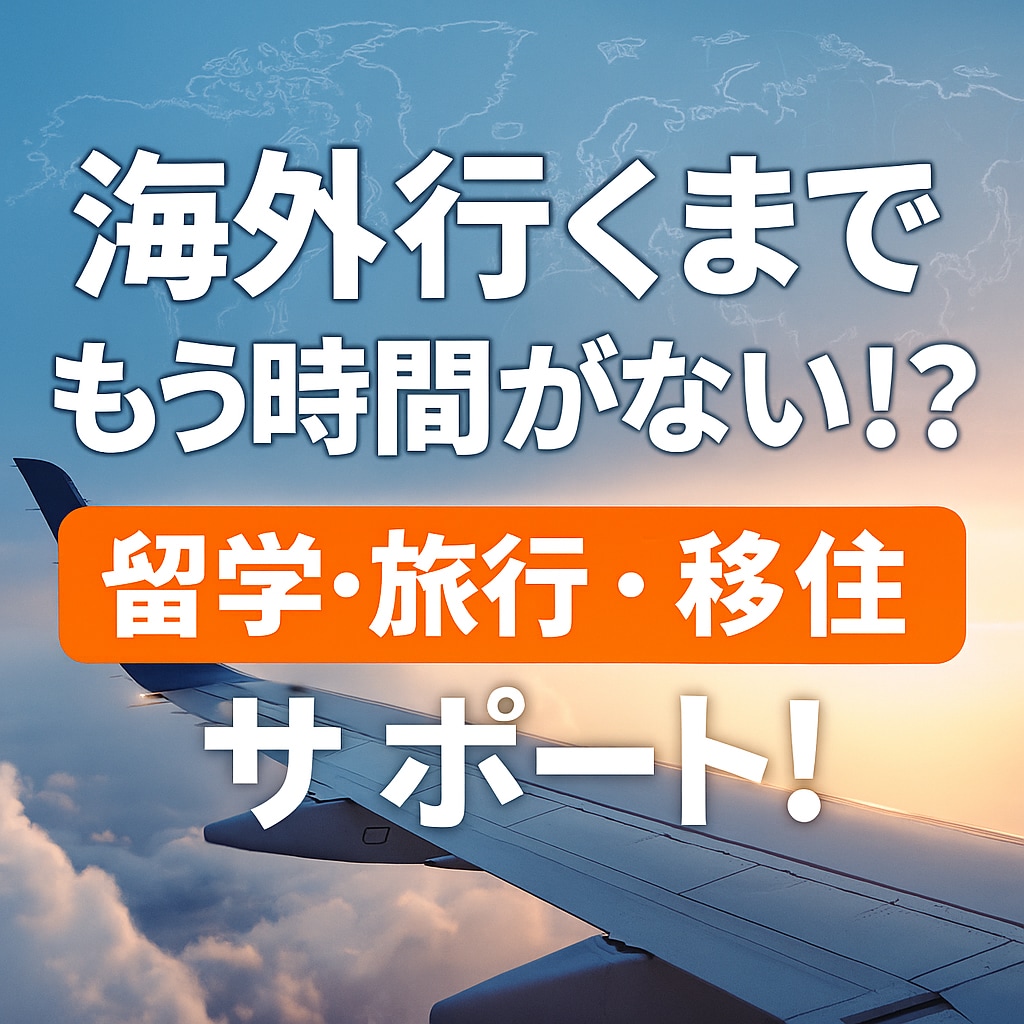 海外行くまでもう時間がない！？不安全部受けます 「もう時間ない！」そんな人こそぜひ！あなたの渡航の味方です！ イメージ1