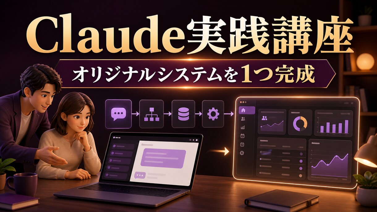 Claudeで専用システムを一緒に作ります 実践講座で業務システムを1つ完成させます イメージ1