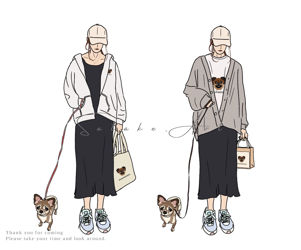 犬好きさんへ！愛犬との思い出をイラストにします ワンちゃんとの思い出を家族写真のように描きます！ イメージ5