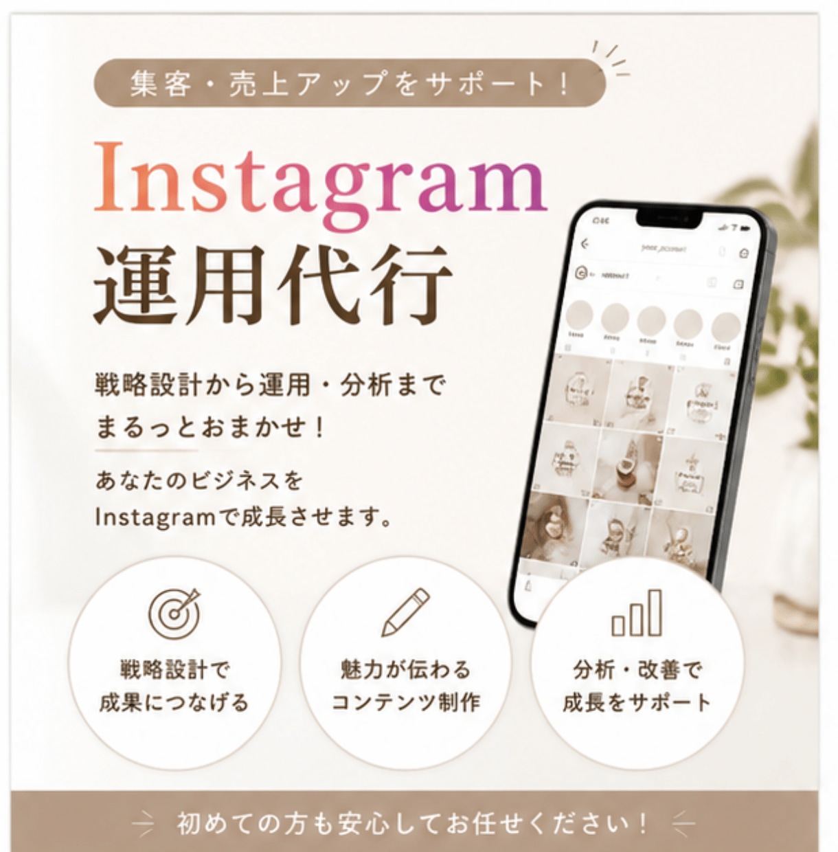 格安明瞭価格！インスタ運用のサポート・代行をします 実績あり！ノウハウを活かし効果の出る運用をいたします！ イメージ1