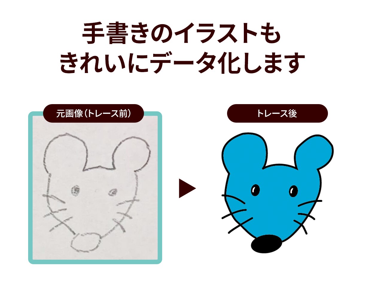 イラスト・ロゴ・画像をくっきり美しくトレースします 粗い画像もきれいに！丁寧かつスピーディーにAiデータ化 イメージ3