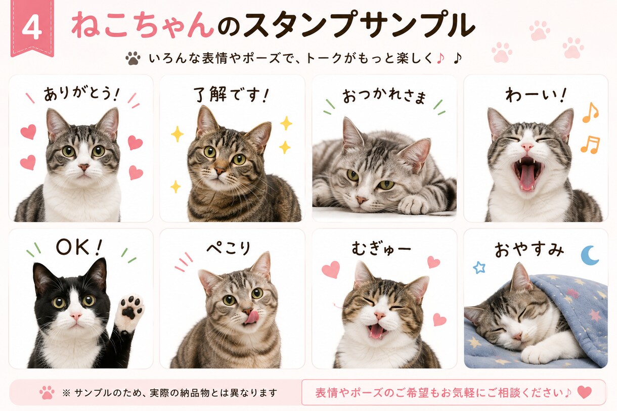 写真からペットのLINEスタンプを作成します 大切なうちの子を世界にひとつのスタンプに イメージ4