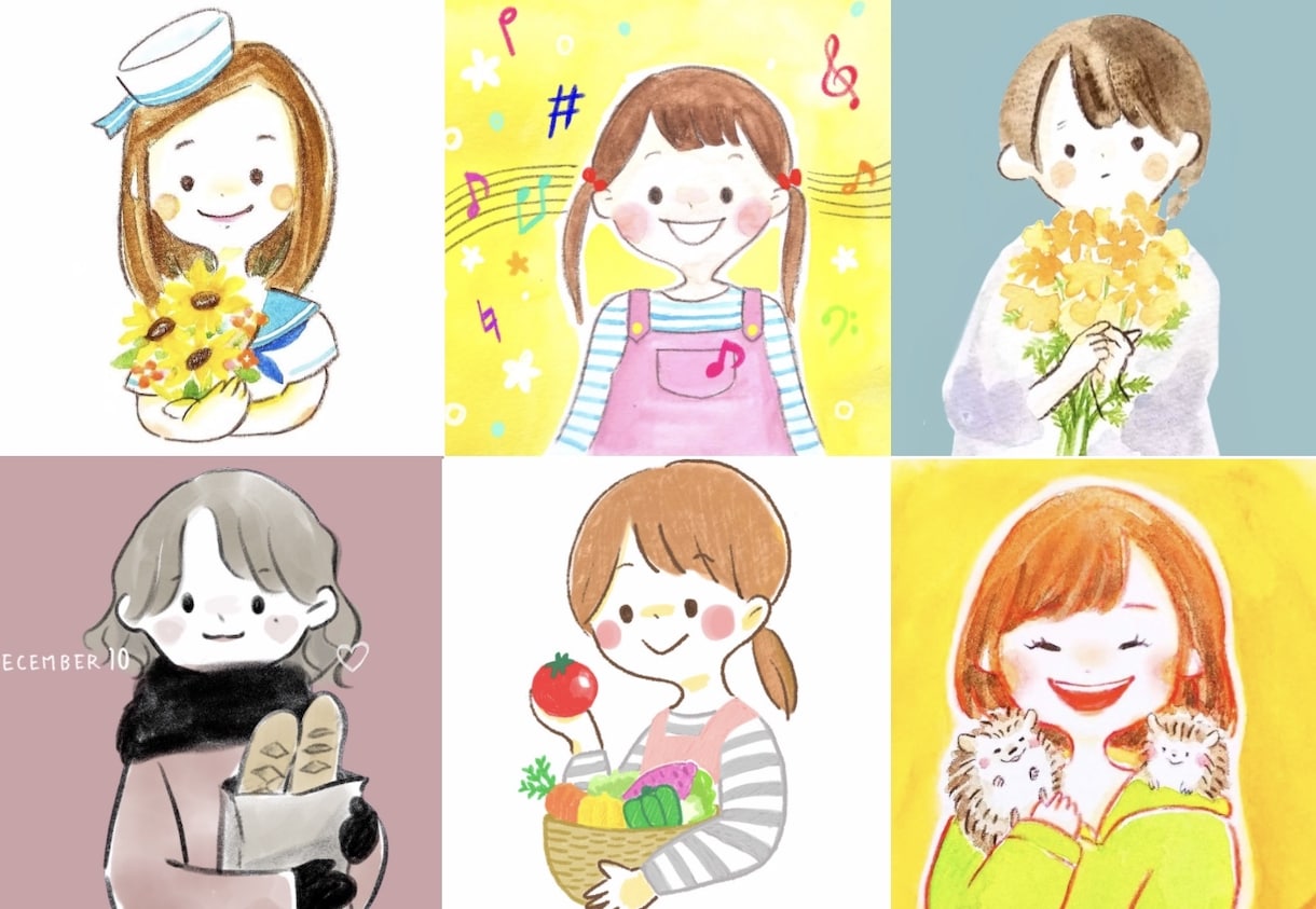 アイコン・ヘッダー作成★親しみやすい絵を描きます あたたかく優しい絵本風イラスト＊SNS・ブログ・商用利用可 イメージ2