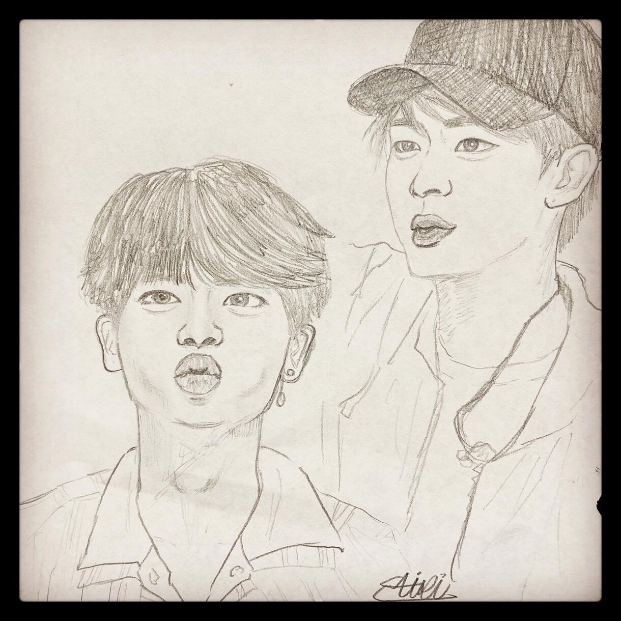 リアルにしっかりした線で似顔絵を描きます 記念日のプレゼントや好きな人の似顔絵など思い出を1枚に！ イメージ4