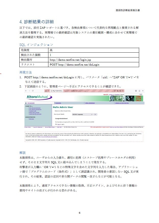 Webサイトの脆弱性を診断し、レポートにまとめます 誰でもわかりやすいレポートにまとめ、診断を支援します イメージ7