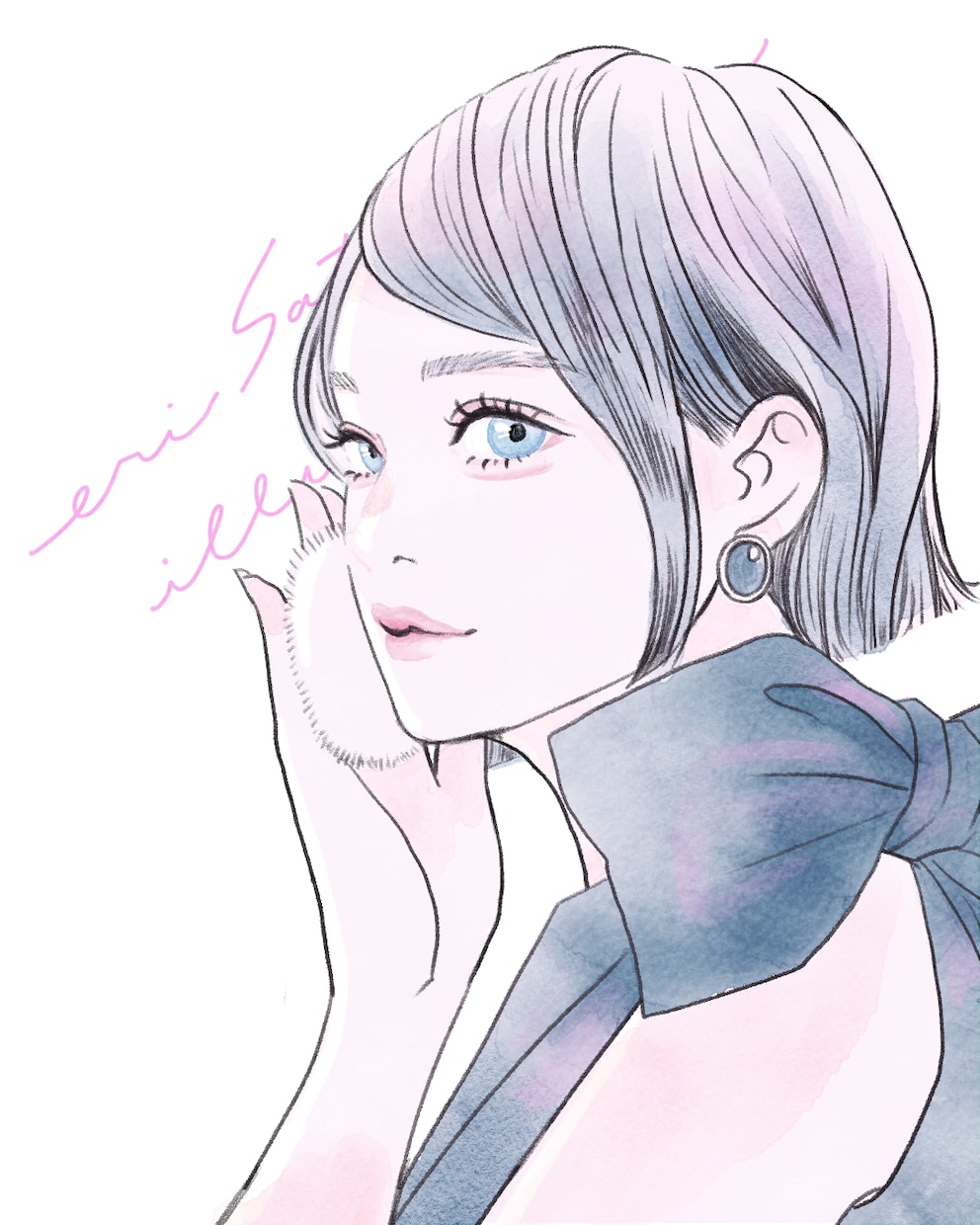 水彩風イラストおしゃれなSNSアイコンお描きします SNSアイコンにもオススメ！繊細なタッチで描く女性イラスト イメージ8