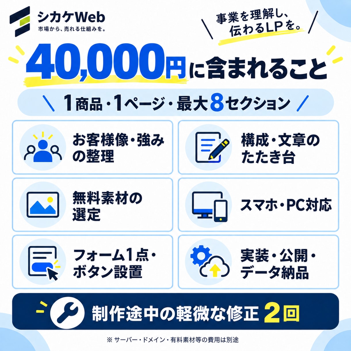 伝える順番を整理し申込み導線のあるLPを制作します 誰に・何を・どの順番で。構成・文章整理から実装・公開まで イメージ3