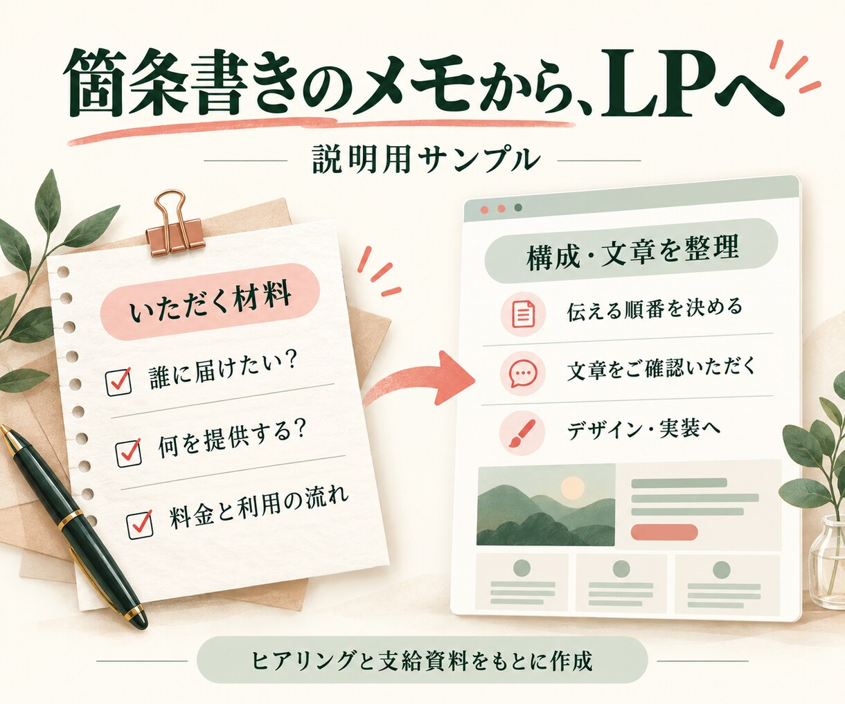 原稿なしからサービス紹介・申込用LPを制作します 料金・利用の流れ・申込先を1ページに｜文章から公開まで イメージ8