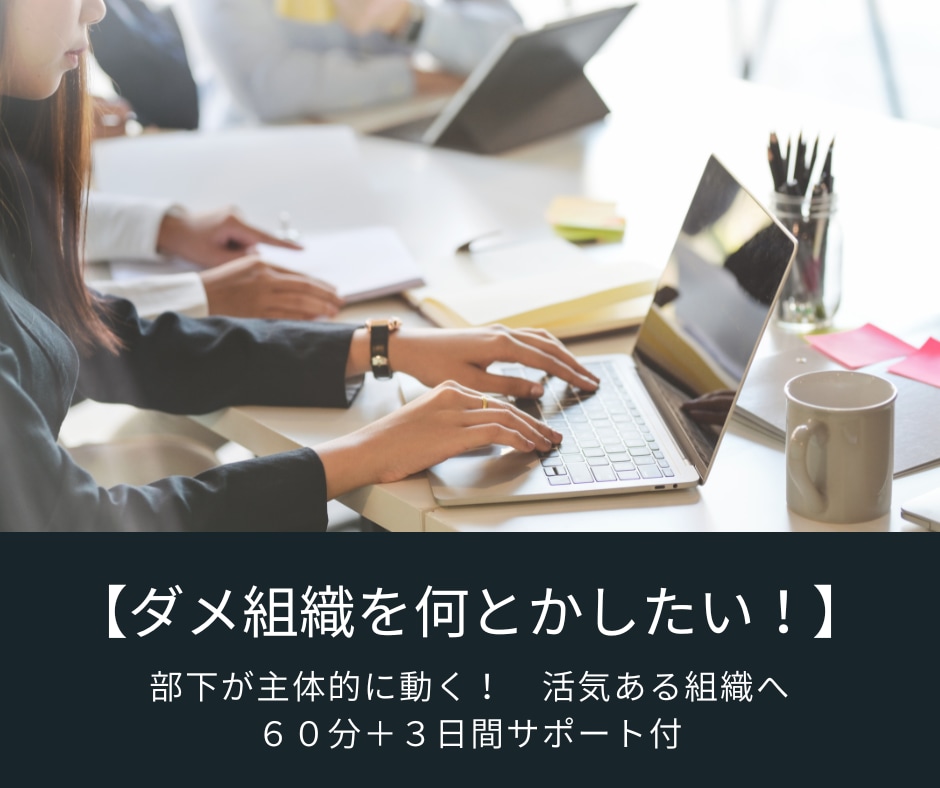 ダメ組織を何とかしたい！！　コーチングで支援します 部下が主体的に動く！　活気ある組織へ６０分＋３日間サポート付 イメージ1