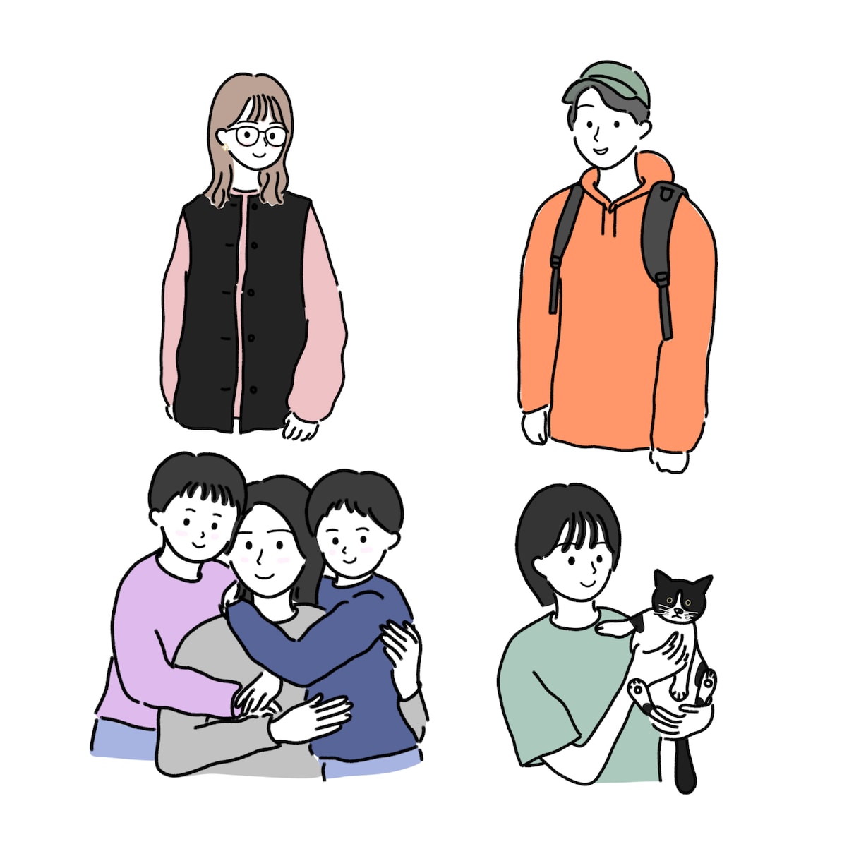 シンプルイラスト♡ ゆるい線画アイコン描きます 2人まで無料・小物いくつでも無料！即日〜5日のスピード納品♥ イメージ2