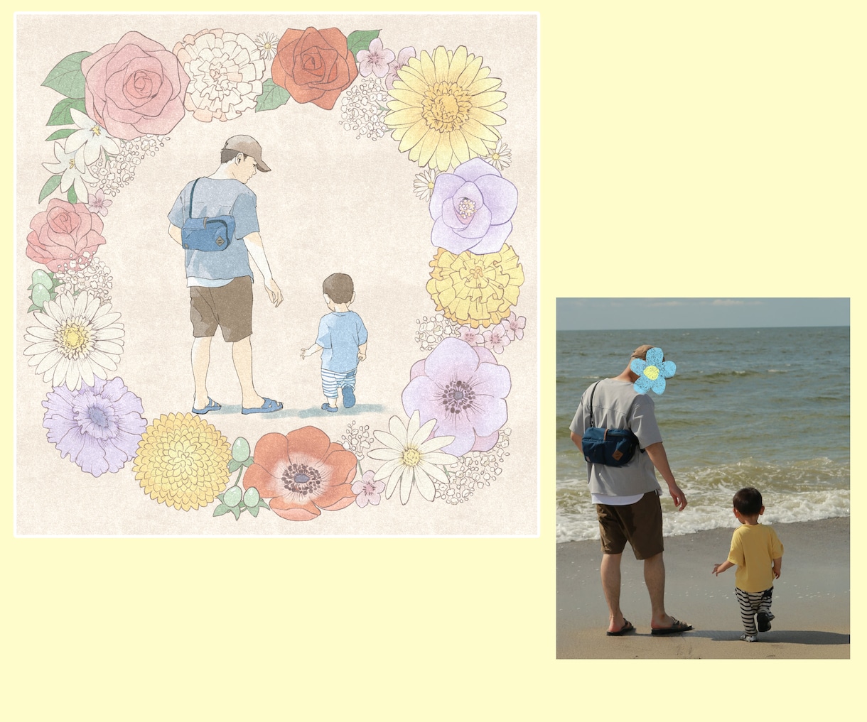 お花に囲まれた似顔絵描きます SNSアイコン等に！小さめプリントでお部屋に飾るのもおすすめ イメージ5